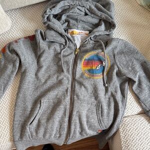Aviator Nation Gray Hoodie with Rainbow Patch
